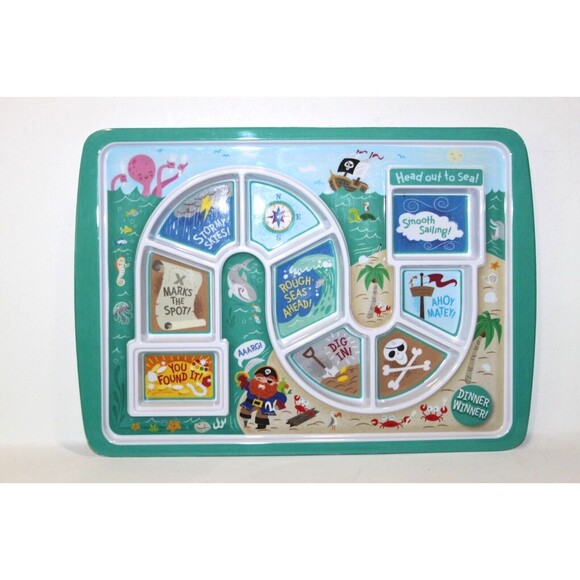Fred Friends Dinner Winner Kids Game Childs Melamine Divided Plate Pirates - Picture 1 of 5